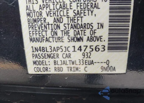 2018 Nissan Altima 3.5 Sl z USA, uszkodzony, nr VIN 1N4BL3AP5JC147563